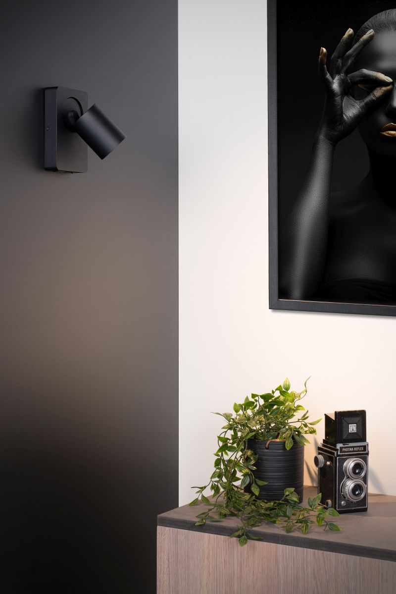 NIGEL Wall spotlight 1xGU10/5W + USB Black